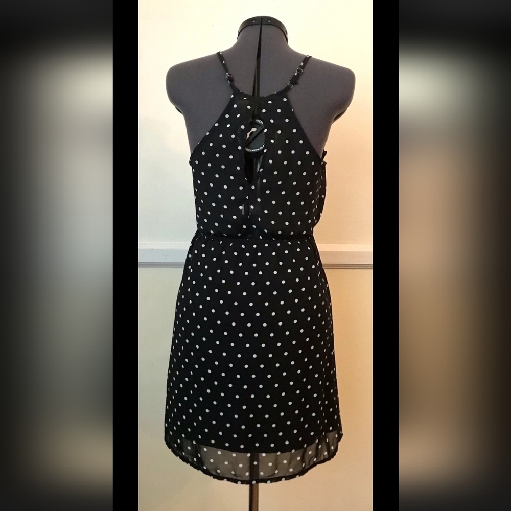 Eyelash Couture Black & White Polka Dot Chiffon Sundress – Size M - Picture 8 of 8